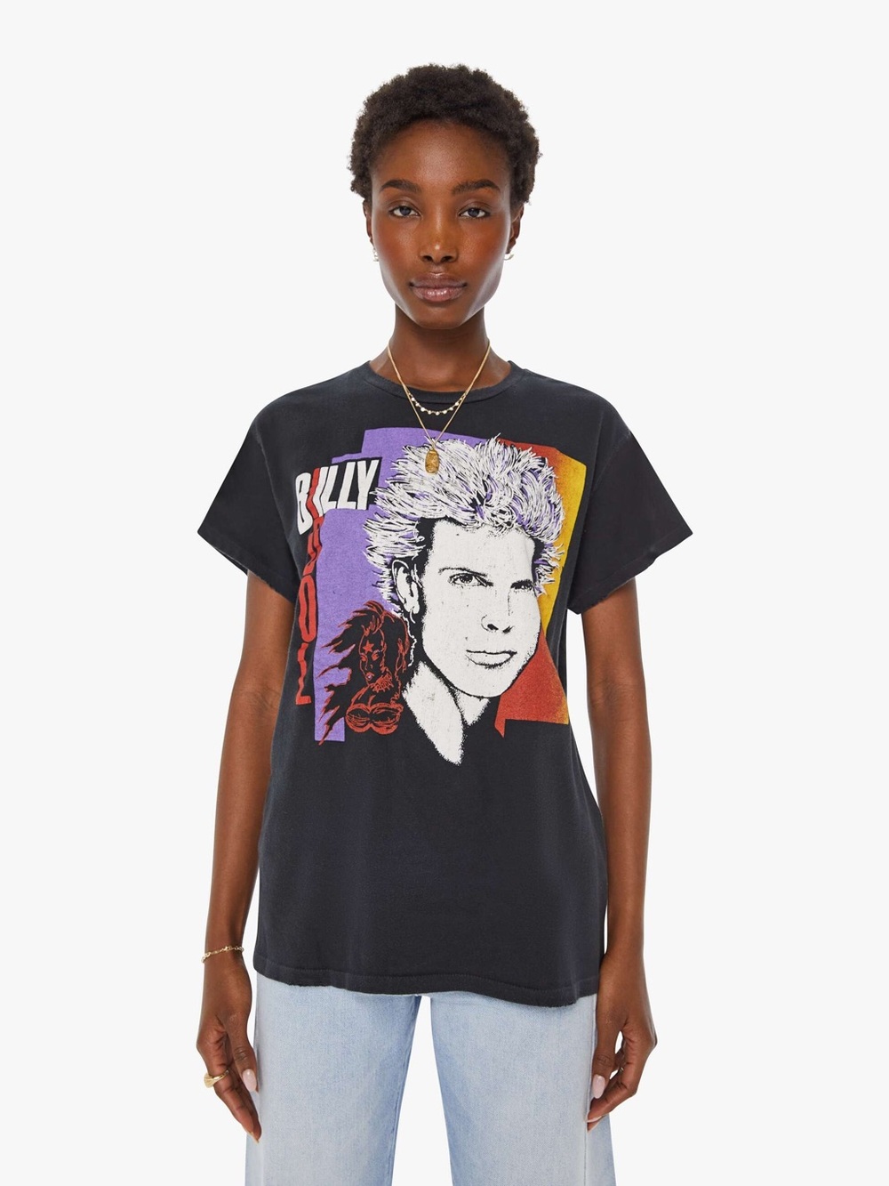 MadeWorn Billy Idol Black Graphic Tee with Purple and Red Accents - Rare Find!